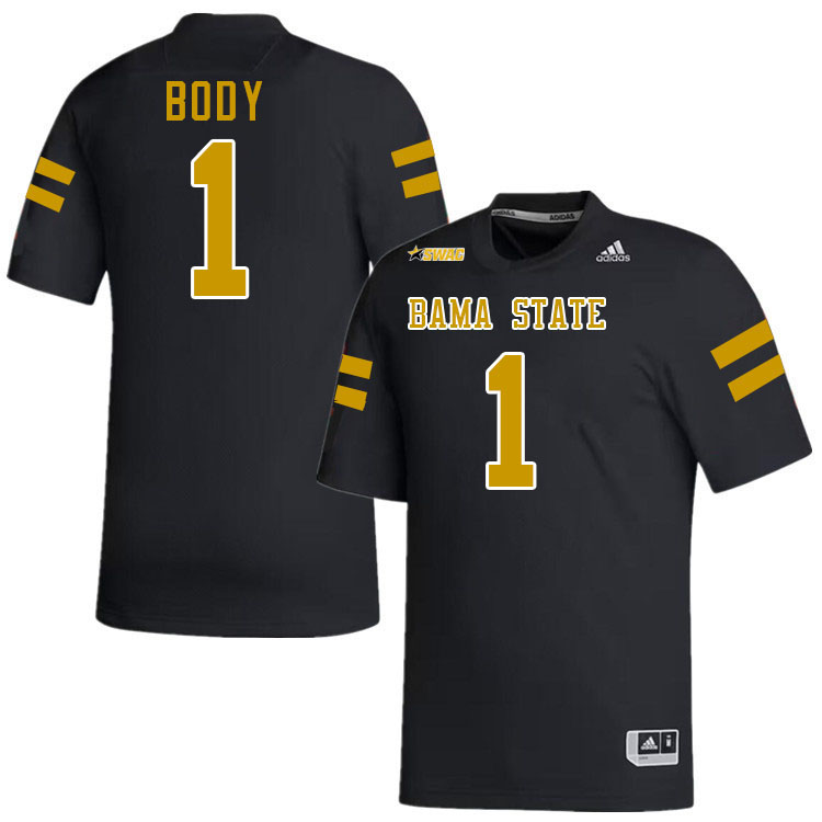 Alabama State Hornets #1 Andrew Body College Football Jerseys,Uniforms-Black